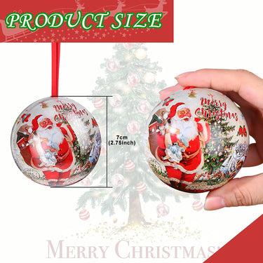 12 Pcs Christmas Candy Jar Hanging Decorations Fillable Christmas Tinplate Candy Ball Box Christmas Tree Balls Christmas Candy Boxes Xmas Tree Ball Ornaments Decorative Hanging Ornaments